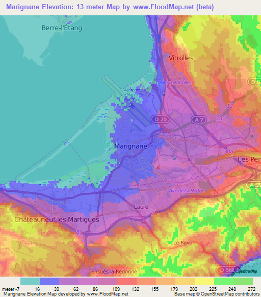 Marignane,France Elevation Map