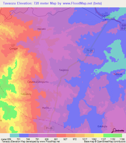 Tavaozu,Turkey Elevation Map