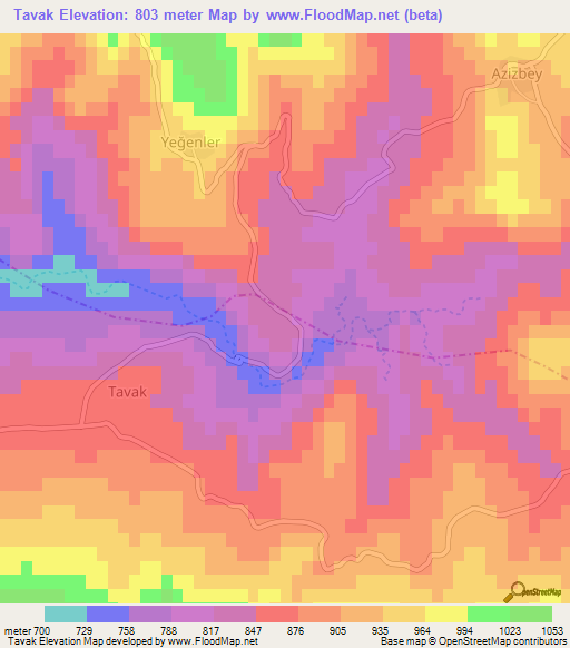 Tavak,Turkey Elevation Map