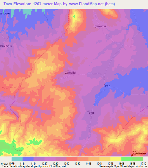 Tava,Turkey Elevation Map