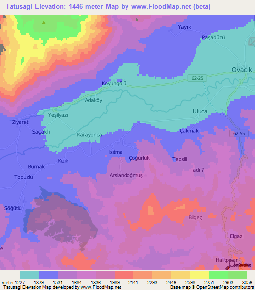 Tatusagi,Turkey Elevation Map