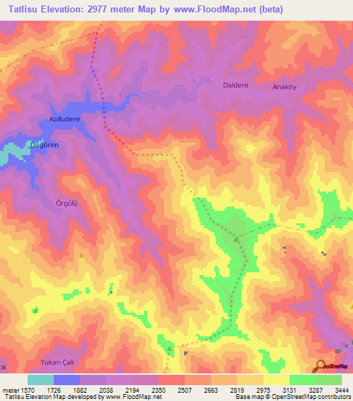 Tatlisu,Turkey Elevation Map