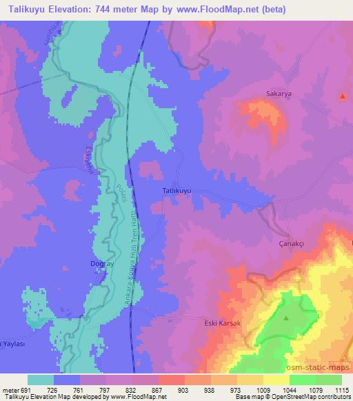 Talikuyu,Turkey Elevation Map