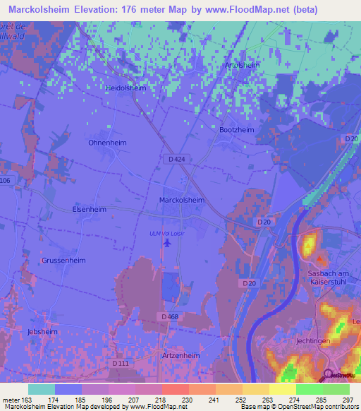Marckolsheim,France Elevation Map