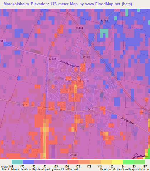 Marckolsheim,France Elevation Map