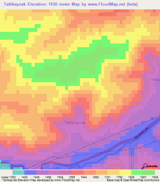 Tatlikaynak,Turkey Elevation Map