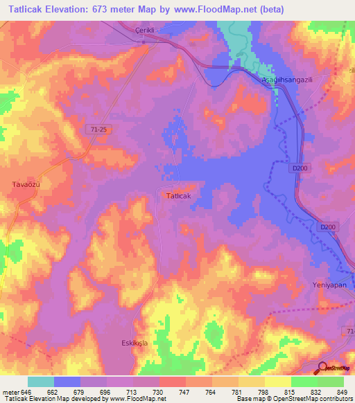 Tatlicak,Turkey Elevation Map