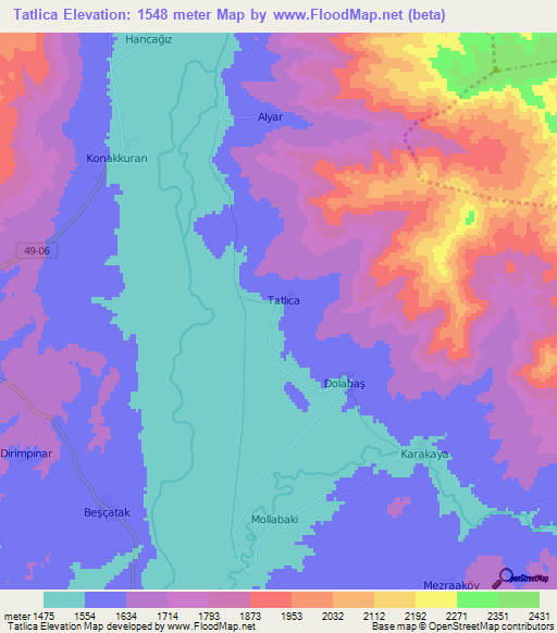 Tatlica,Turkey Elevation Map