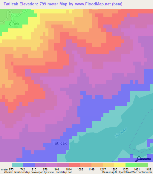 Tatlicak,Turkey Elevation Map