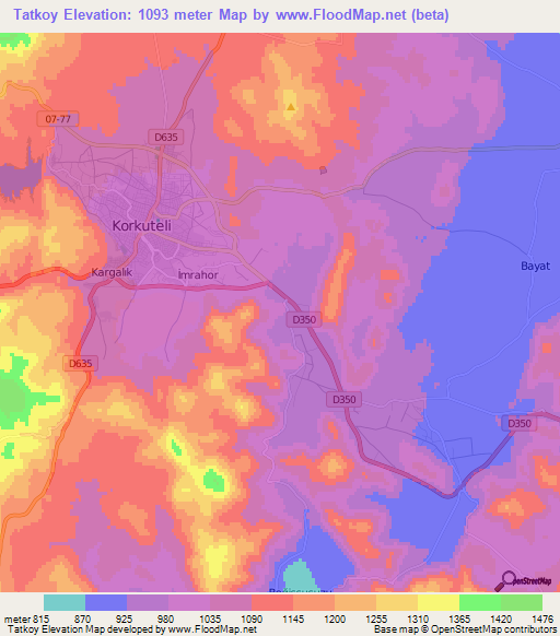 Tatkoy,Turkey Elevation Map