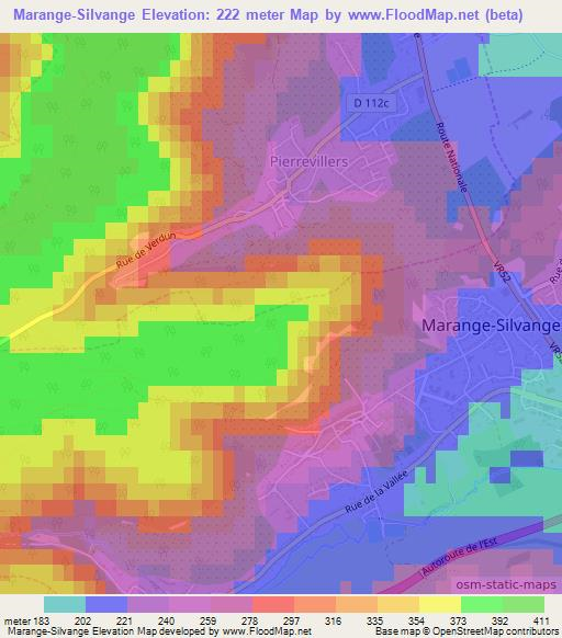 Marange-Silvange,France Elevation Map