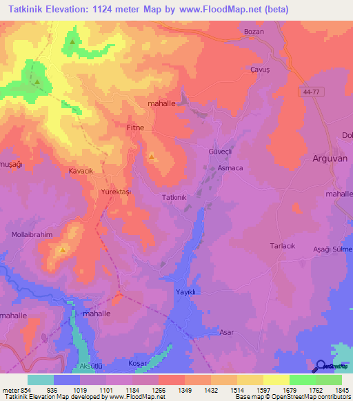 Tatkinik,Turkey Elevation Map