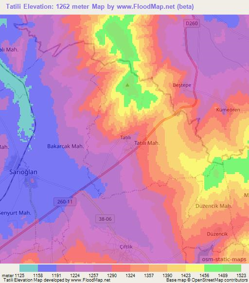 Tatili,Turkey Elevation Map