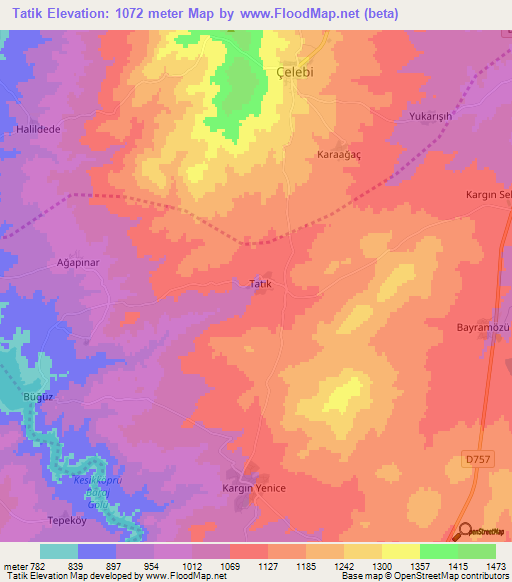 Tatik,Turkey Elevation Map