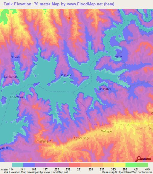 Tatik,Turkey Elevation Map