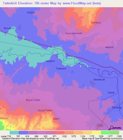 Tatbekirli,Turkey Elevation Map