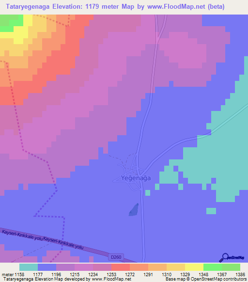 Tataryegenaga,Turkey Elevation Map