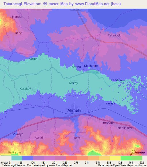 Tatarocagi,Turkey Elevation Map