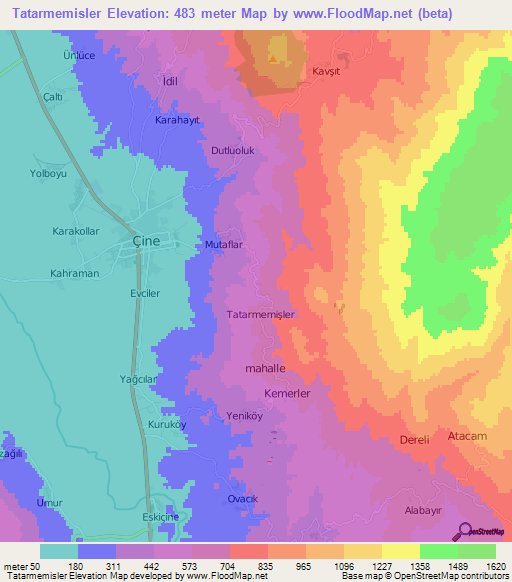 Tatarmemisler,Turkey Elevation Map