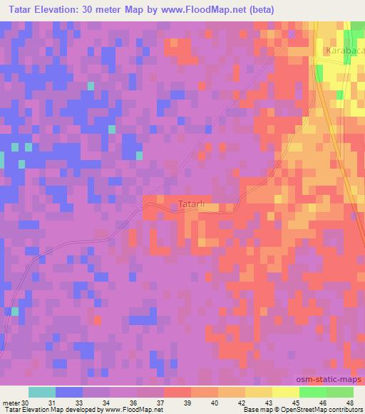 Tatar,Turkey Elevation Map