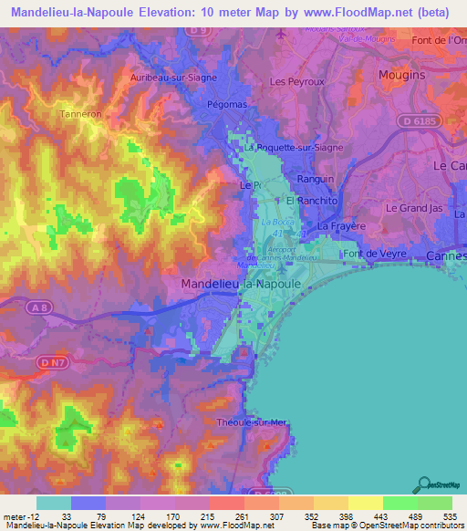 Mandelieu-la-Napoule,France Elevation Map