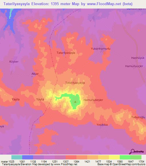 Tatarilyasyayla,Turkey Elevation Map