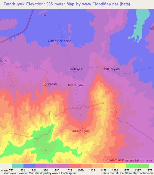 Tatarhuyuk,Turkey Elevation Map