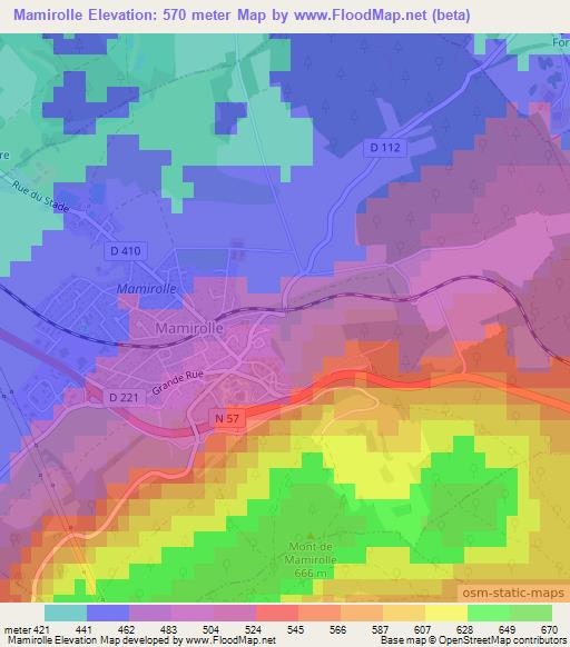 Mamirolle,France Elevation Map