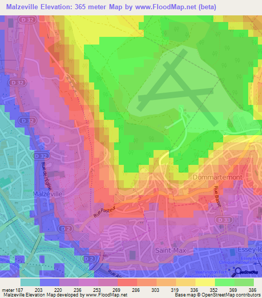 Malzeville,France Elevation Map