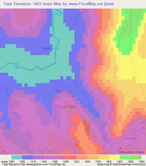 Tatar,Turkey Elevation Map