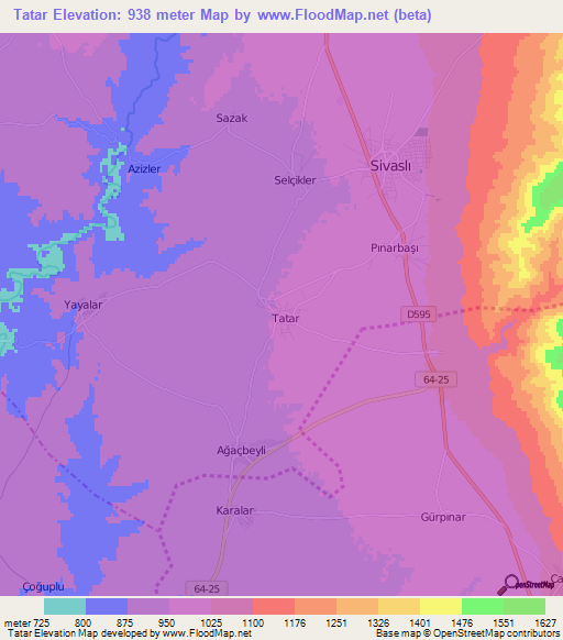 Tatar,Turkey Elevation Map