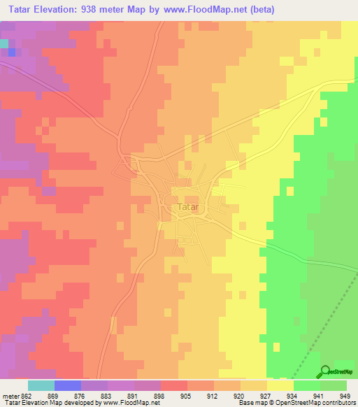 Tatar,Turkey Elevation Map