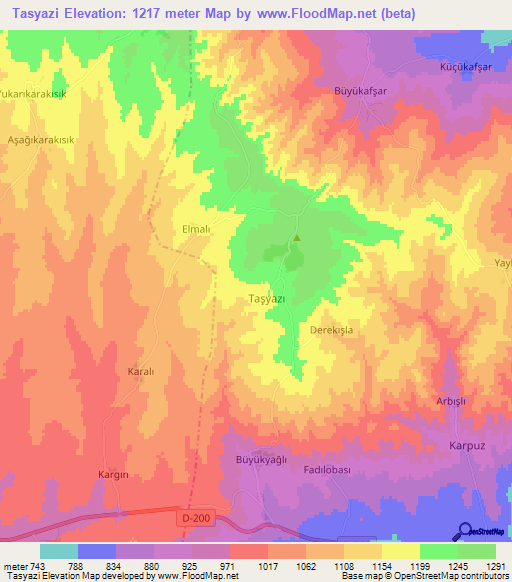 Tasyazi,Turkey Elevation Map