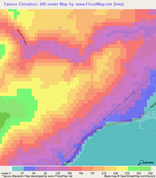 Tasucu,Turkey Elevation Map