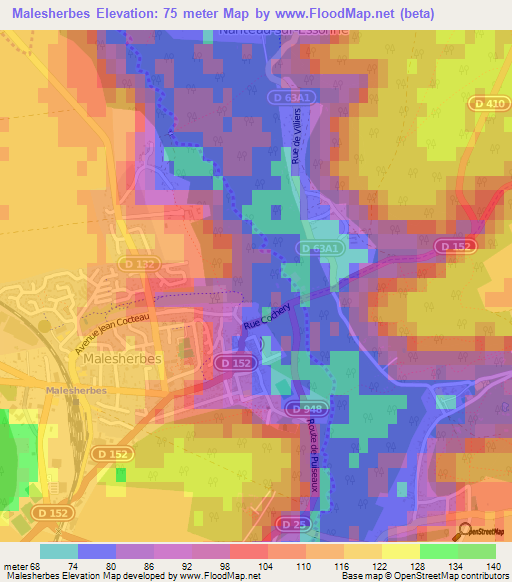 Malesherbes,France Elevation Map