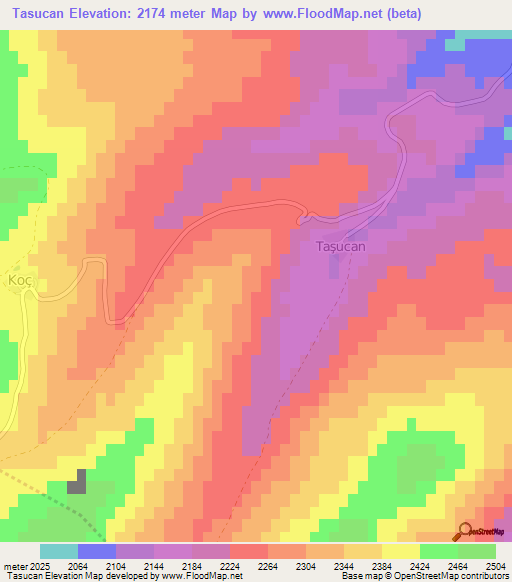 Tasucan,Turkey Elevation Map