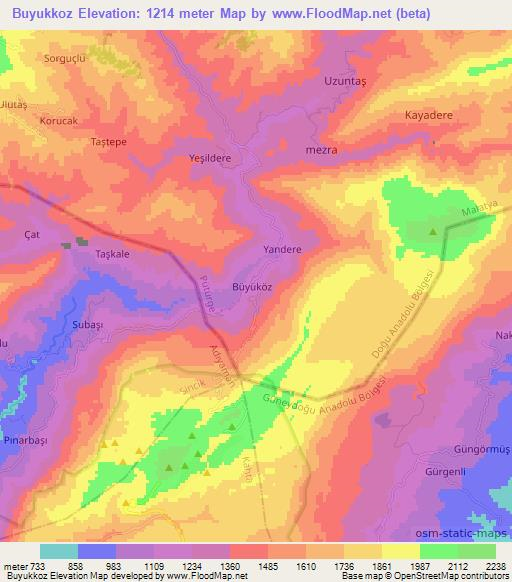 Buyukkoz,Turkey Elevation Map