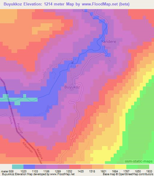 Buyukkoz,Turkey Elevation Map