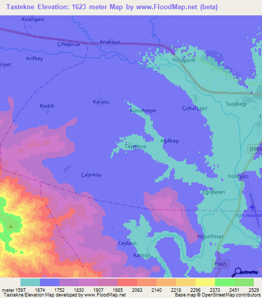 Tastekne,Turkey Elevation Map