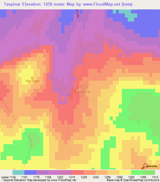 Taspinar,Turkey Elevation Map