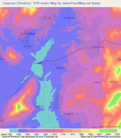 Taspinar,Turkey Elevation Map