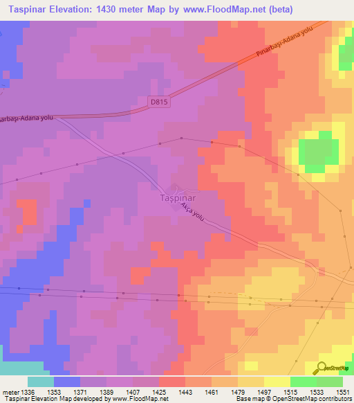 Taspinar,Turkey Elevation Map