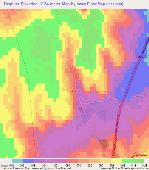 Taspinar,Turkey Elevation Map