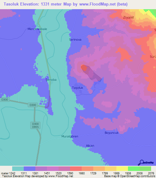 Tasoluk,Turkey Elevation Map