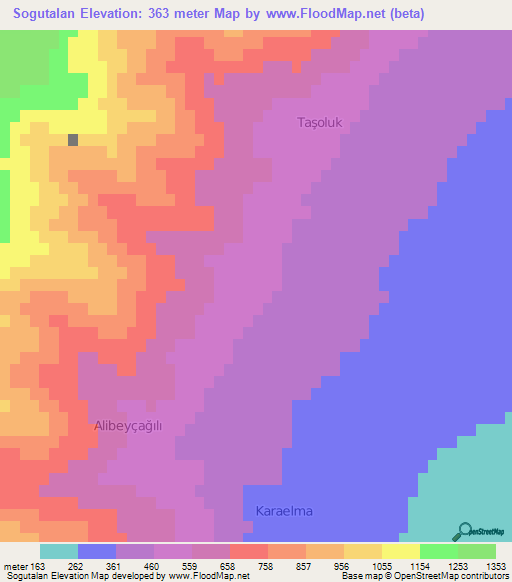 Sogutalan,Turkey Elevation Map