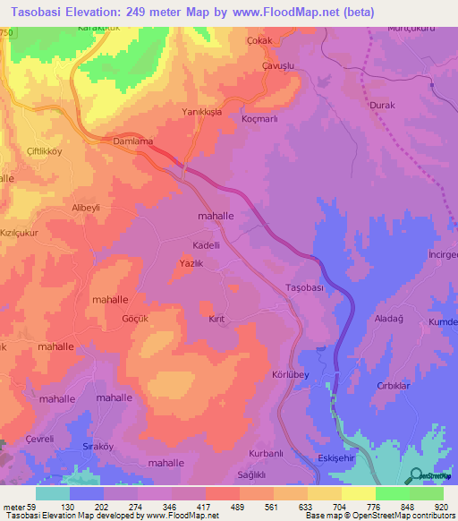 Tasobasi,Turkey Elevation Map