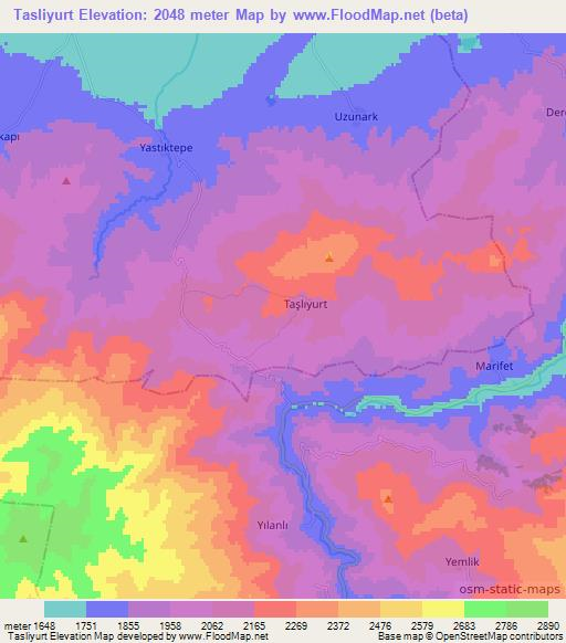 Tasliyurt,Turkey Elevation Map