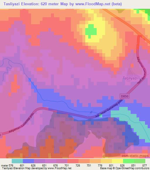 Tasliyazi,Turkey Elevation Map