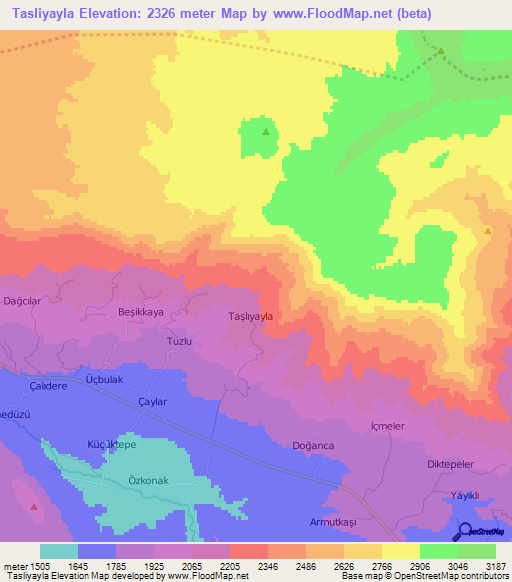 Tasliyayla,Turkey Elevation Map