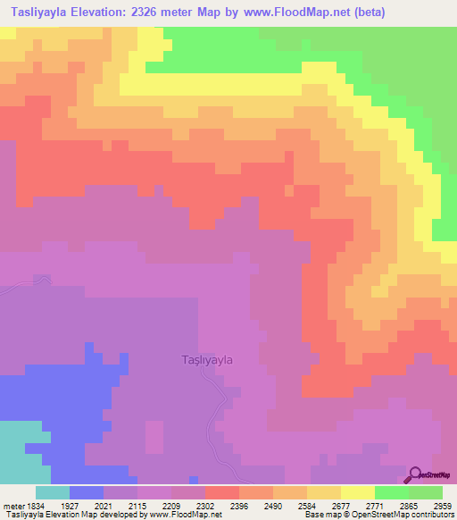 Tasliyayla,Turkey Elevation Map